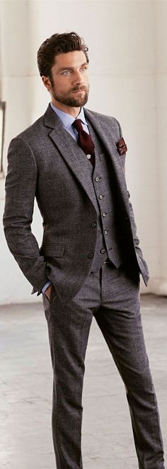 Wedding Ideas by Colour: Grey Wedding Suits - Alternative Fabric | CHWV #ad Wedding Suits Men Grey, Grey Suit Wedding, Vintage Groom, Winter Wedding Outfits, A Man In A Suit, Man In A Suit, Slim Fit Blazer, Wedding Outfit Men, Hipster Man