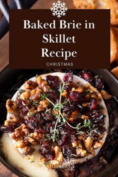 Impress guests with this easy baked Brie in a skillet, featuring creamy Brie cheese topped with sweet cranberries, crunchy chopped walnuts, rich maple syrup, and fragrant fresh thyme. This simple yet decadent appetizer is a crowd-pleasing holiday favourite, perfect for Christmas, Thanksgiving, or any winter gathering. making it the perfect festive dessert. Ingredients   1 whole Brie wheel  1/2 cup fresh or dried cranberries  1/4 cup chopped walnuts  2 tbsp maple syrup  Fresh thyme sprigs for garnish Baked Brie Maple Syrup, Cranberry Pecan Baked Brie, Baked Brie Cranberry, Brie Wheel, Dried Cranberries Recipes, Pecan Baked Brie, Creamy Brie