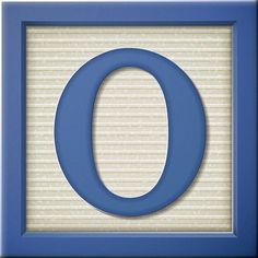 the letter o is made up of blue and white striped paper with a shadow on it