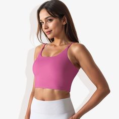 The Anna-Kaci Women's Scoop Neck Stretchy Cropped Sports Bra is a perfect blend of comfort and functionality for your athletic wardrobe. This sports bra features a scoop neckline and a cropped design, providing a modern and stylish look. Made with double-layering and 4-way stretch fabric, it ensures excellent support and flexibility during workouts. The padded cups offer additional comfort and support, making it ideal for various physical activities. Whether you're hitting the gym, going for a r Solid Color Sports Bra With Go-dry Technology, Solid Sports Bra For Yoga, Solid Sports Bra For Light Sports, Solid Sweat Resistant Sports Bra For Light Sports, Sweat Resistant Solid Sports Bra For Light Sports, Sweat Resistant Sports Bra For Light Sports, Solid Sweat-resistant Sports Bra For Light Sports, Solid Sports Bra With Built-in Bra For Light Sports, Solid Sports Bra With Light Support For Sports Season