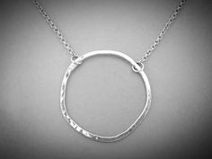 Circle Necklace Silver, Infinity Necklace, Eternity Necklace, Sterling Silver Necklace Sterling Silver Hoop Necklace As A Gift, Everyday Sterling Silver Hoop Necklaces, Everyday Silver Hoop Necklaces, Adjustable Necklace For Gift, Minimalist Silver Hoop Necklace, Handmade Everyday Circle Necklace, Sterling Silver Nickel-free Open Circle Necklace, Simple Nickel-free Round Necklace, Simple Hand Forged Jewelry As Gift