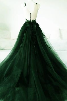 Grüne A-Line Tüll mit Spitze Low Back Prom Kleid, grünes Tüll-Abendkleid Partykleid Prom Dress Dark Green, Low Back Prom Dress, Prom Dress Green, Back Prom Dress, Green Wedding Dresses, Floral Dress Formal, Green Tulle, Tulle Evening Dress, Lace Party Dresses