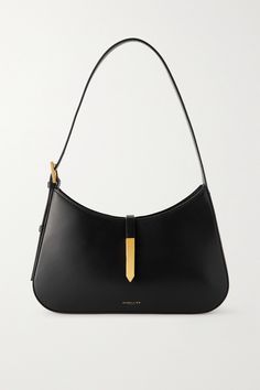 DeMellier's designs are handcrafted by gifted artisans using time-honored techniques and traditions. This 'Tokyo' shoulder bag is made from leather with clean lines that tick all the minimalist boxes. It has an arrow-shaped lock for secure closure and is stamped with a foiled logo. Timeless Formal Baguette Bag With Gold-tone Hardware, Minimalist Formal Shoulder Bag With Gold-tone Hardware, Designer Rectangular Smooth Grain Shoulder Bag, Designer Smooth Grain Rectangular Shoulder Bag, Minimalist Formal Bag With Leather Lining, Minimalist Leather Bag With Gold-tone Hardware, Minimalist Formal Bag With Smooth Grain, Minimalist Formal Bags With Smooth Grain, Luxury Baguette Shoulder Bag For Everyday Use