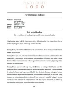 an image of a page with the title for immediate release