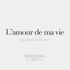 the words i amour de ma vie are shown in black on a white background