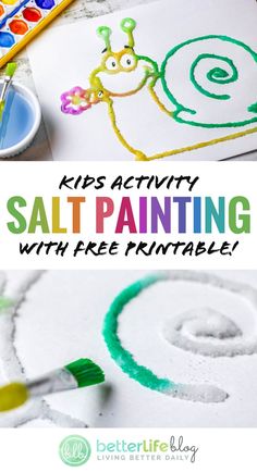 kids's activity salt painting with free printables