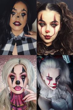 Pretty Clown, Creepy Clown Makeup, Halloween Makeup Clown, The Mask Costume, Clown Halloween, Bff Halloween Costumes, Best Friend Halloween Costumes, Halloween Eye Makeup, Halloween Clown