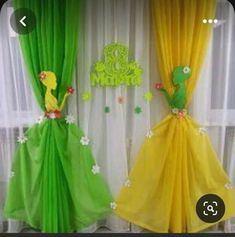 two drapes decorated with the princess and frog theme