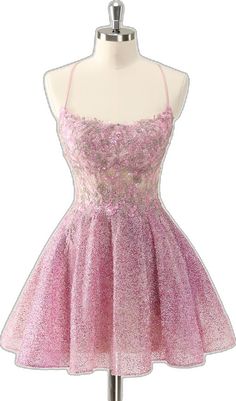 Sparkling Evening Dress For Homecoming And Prom, Sequin Organza Evening Dress For Prom, Pink Embellished Mini Dress For Wedding, Pink Sequin Prom Dress With Fitted Bodice, Organza Sequined Dresses For Party, Party Gown With Sequins And Organza, Sequin Organza Party Gown, Sequin Organza Party Dress, Pink Sequin Dress With Fitted Bodice For Prom