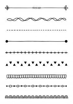 a set of different hand drawn lines and dividers in black on a white background