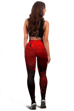 Viking Legging Skoll And Hati Red StyleAll of our Leggings are custom-made-to-order and handcrafted to the highest quality standards. Each pair of leggings is constructed with a high quality 82% polyester, 18% spandex blend. Premium fabric offers unmatched comfort and breath-ability while remaining strong and durable for everyday use. Features a specialty high definition heat-dye application that ensures long lasting color vibrancy even after machine washing. Finished with an elasticated waistba Skoll And Hati, Reduce Hips, Red Style, Red Fashion, Vikings, High Definition, New Product, Custom Made, Dye