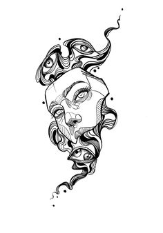 Neo Classic Tattoo, Black Line Tattoo Design, Architecture Tattoo Design, Tattoo Portfolio Ideas Drawings, Semi Realistic Tattoo, Tattoo Art Drawings Men, Graphic Design Tattoo Ideas, Woman Head Tattoo, Split Face Tattoo