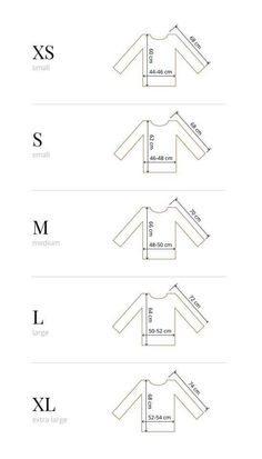 four different sizes of sewing patterns for the top and bottom half of a t - shirt