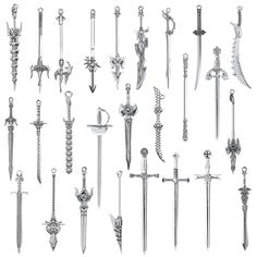 a bunch of different types of swords