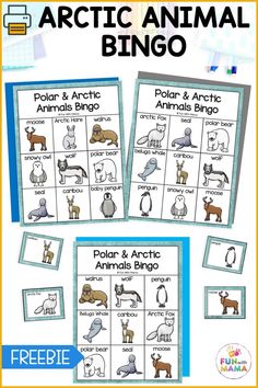 an arctic animal bingo game with polar and arctic animals