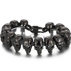 Gothic Skull Head Chain Man Bracelet Cool Black Stainless Steel Boys Men's Wrist On Hand Bracelets Accessories for Rapper Biker Style: Neo-Gothic Shape\pattern: Skeleton Origin: Mainland China Model Number: 1005005194340528 Metals Type: Stainless Steel Material: Metal Item Type: Bracelets Gender: Men Fine or Fashion: Fashion Dropshipping: Support Compatibility: All Compatible Clasp Type: LOBSTER Chain Type: Link Chain Brand Name: TrustyLan Bracelets Type: Chain & Link Bracelets Brand:TrustyLan Jewelry Condition:100% New Material:316L Stainless Steel Width:24MM Length:18.5/20/21.5CM Weight:Around 130G. Color:Same As Picture Quantity:1 Pc Packing:Gift Bag Skeleton Bracelet, Hand Bracelets, Man Bracelet, Neo Gothic, Gothic Bracelet, Packing Gift, Bracelet Viking, Head Chain, Gothic Skull