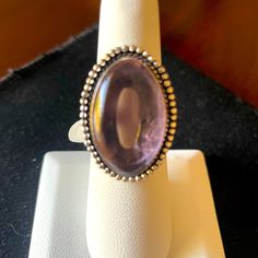 Beautiful Purple Stone. New. Never Worn. Reposhed Vintage Jewelry With Stone Setting, Large Stone Gemstones For Formal Occasions, Classic Handmade Amethyst Jewelry, Handmade Amethyst Jewelry, Silver Gemstones With Large Stone, Adjustable Sterling Silver Jewelry With Large Stone, Adjustable Stamped 925 Oval Jewelry, Artisan Oval Stone Setting Jewelry, Large Oval Amethyst Stone Jewelry