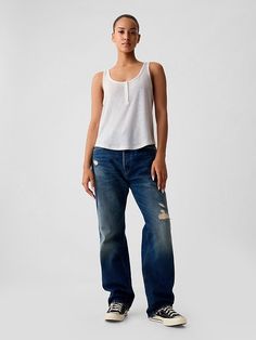 Linen-Blend Henley Tank Top Adidas Shop, Vest Top, Workwear Dress, The Gap, White Linen, Summer 2024, Blouse And Skirt, Linen Blend, Jacket Dress