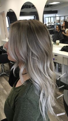 Balayage Hair Ash Grey Platinum Blonde, Ash Blond Dark Roots Balayage, Dark Blonde To Platinum Balayage, Grey Balayage On Blonde Hair, Ashy Blond Brown Hair, Brown And Ashy Blonde Hair, Ashy Blonde All Over Color, Ash Brown With Platinum Balayage, Light Cool Ash Brown Hair