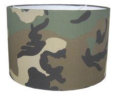 a lampshade with camouflage print on it