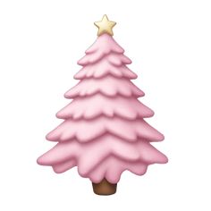 a pink christmas tree with a gold star on it's top is shown in front of a white background