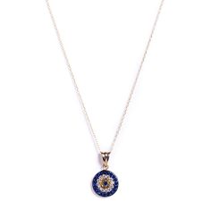 Evil Eye sapphires in white, yellow and blue creating a beautiful modern version of the evil eye (or as we like to say the good eye)! A pendant for protection and style. Sparkle in these exquisite sapphires set in 14k gold. Gemstones: Sapphires (yellow, white and blue) Materials: 14k gold chain 14k Gold Necklace, Sapphire Necklace, Yellow And Blue, Yellow Sapphire, Cleaning Jewelry, High Quality Jewelry, Free Jewelry, Evil Eye, Gold Chain