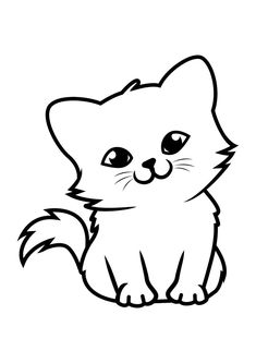 a black and white drawing of a cat sitting down with eyes wide open, looking to the side