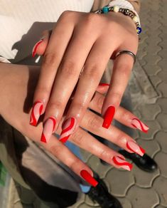 Red Acrylic Nails, Short Square Nails, Casual Nails, Red Nail Designs, Christmas Nails Acrylic, Acrylic Nails Coffin Short, Summer Acrylic Nails, Square Acrylic Nails