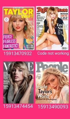 the covers of magazines are shown in three different colors and sizes, including one with blonde hair