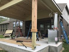 the back porch is being built and ready to be used as an outdoor living space