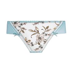 Thong EMPREINTE Lauren Elegant String Bottoms For Summer, Elegant String Beach Bottoms, Elegant Beach String Bottoms, Embroidered Tulle, Scalloped Edges, Baby Blue, Lingerie, Turquoise, Flowers