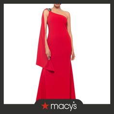 in stock Red Evening Dress With Asymmetrical Neckline, Red Maxi Dress With Asymmetrical Neckline For Evening, Elegant One-shoulder Evening Dress For Red Carpet, Elegant One-shoulder Dress For Red Carpet, Elegant One Shoulder Dress For Red Carpet, Cowl Dress, One Shoulder Gown, One Shoulder, Pick Up