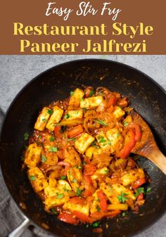 Paneer Jalfrezi in a black pan Paneer Jalfrezi, Spicy Gravy, Saag Paneer, Dal Fry, Veg Restaurant, Paneer Recipe, Easy Stir Fry, Curry Recipes Indian, Recipe Indian