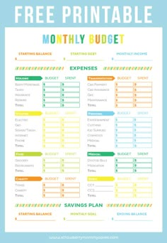 the free printable money budget sheet is perfect for any family to use in their home