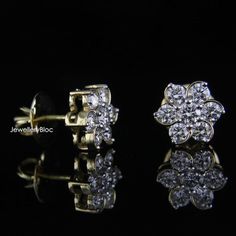 2.50ct Floral Moissanite Earrings, 7 Stone Cluster Moissanite Earrings, Screw Back Earrings, Flower Earrings, JewelleryBloc, Womens Day Sale Diamond Earrings Wedding, Moissanite Earrings, Cluster Earrings, G H, Screw Back Earrings, Real Diamonds, Wedding Earrings, Bridal Earrings, Diamond Wedding