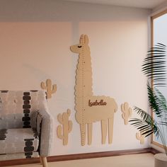 a living room filled with furniture and a wall mounted giraffe