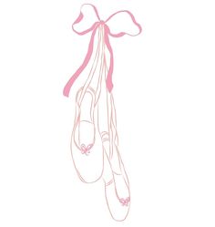 a pair of ballet shoes hanging from a ribbon