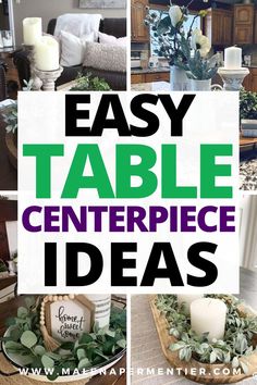 centerpiece ideas for dining room table - pictures of different centerpiece tray decor ideas Tray Centerpiece Ideas, Coffe Table Tray, Kitchen Table Centerpiece Ideas, Coffee Table Centerpiece Ideas, Table Centerpiece Ideas, Coffee Table Decor Living Room, Rustic Dining Room Table, Easy Table, Candle Table Centerpieces