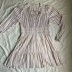 Cream And Lurex Thread Striped Mini Dress Like New Condition, Only Worn Twice! Ulla Johnson Dress, Striped Mini Dress, Stripe Dress, Cream And Gold, Ulla Johnson, Striped Dress, Colorful Dresses, Thread, Like New