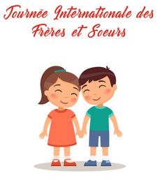 two children standing next to each other in front of a white background with the words faire