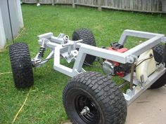 an off road vehicle is parked in the yard