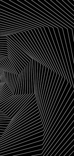 an abstract black and white image with lines going through it, forming a tunnel in the center