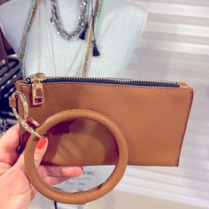 Adorable Brand New Vegan Leather Wristlet. Camel Color And Gold Hardware. Hard Rare Includes Clips For A Scarf Or Keychains Etc. Trendy Brown Wristlet For Everyday, Camel Color, Leather Wristlet, Gold Hardware, Clutches, Keychains, Vegan Leather, Camel, Bag Lady