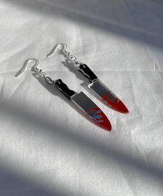 - Knife Earrings - Measures at approx. 8 cm long Lightweight Knofe Earrings, Knife Jewelry, Knife Earrings, Knife Aesthetic, Hat Aesthetic, Edgy Earrings, Paracord Beads, Funky Earrings, No Eyeliner Makeup