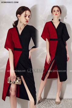 Black And Red Color Blocks Classy Party Dress With Sleeves Ref#HTX97040 at GemGrace. #WeddingGuestDresses Shop now to get $10 off. Pro custom-made service for wedding dress, formal dress. View Homecoming Dresses,Wedding Guest Dresses,Sexy Homecoming Dresses,Formal Dresses for more ideas. Click to shop now! #BuyableWeddingGuestDresses Red V-neck Midi Dress For Party Season, Red Short Sleeve Midi Dress For Party, Red Semi-formal Dress For Spring, Red Semi-formal Spring Dress, Red Fitted Midi Dress For Semi-formal Occasions, Red V-neck Midi Dress For Holiday, Classy Party Dress, Party Dress With Sleeves, Trendy Dress Styles