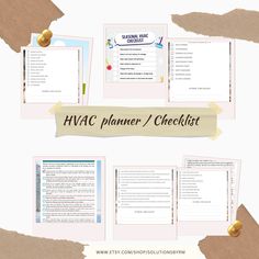 the hvac planner / checklist is displayed on top of torn paper