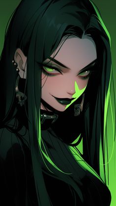 Green Hair, An Anime, Green Eyes, Anime Character, Black Hair, Green, Anime, Hair, Black