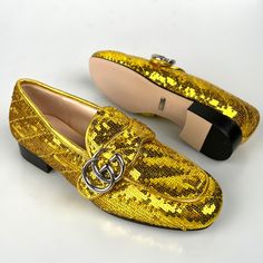 Brand New In Box 100%Authentic Gucci Marmont Double Gg Logo Leather Sequin Loafer Flats Size 34 - Gold Sequins - Double G Silver Tone Comes With Original Box And Dust Bag We Offer Fast Shipping And Dedicated Packaging That Will Make Your Day!!! Luxury Gold Pointed Toe Loafers, Luxury Gold Loafers For Party, Gucci Evening Loafers With Leather Sole, Gucci Leather Sole Evening Loafers, Designer Gold Formal Loafers, Luxury Gold Loafers With Round Toe, Gold Flat Heel Loafers For Party, Designer Gold Loafers For Work, Gold Luxury Loafers For Office