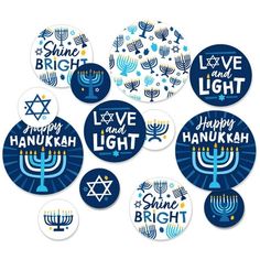 hanukkah decorations with the words love and light