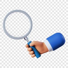 a hand holding a magnifying glass on top of a white background png